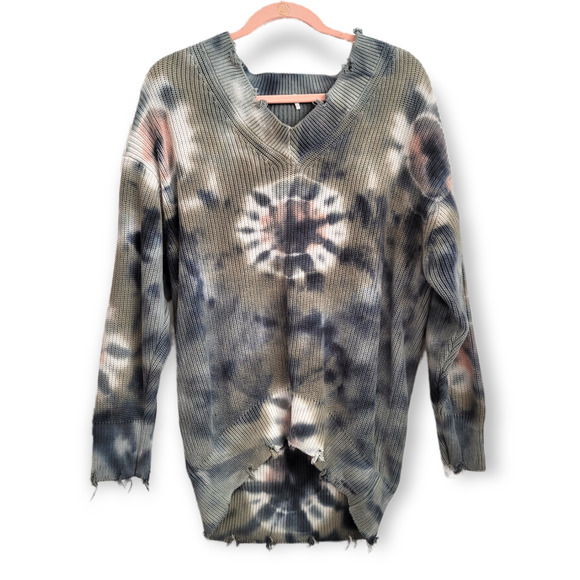 Young Fabulous & Broke Sweaters - NWOT Young Fabulous & Broke Run Away Distressed Tie Dye Sweater Size S/M